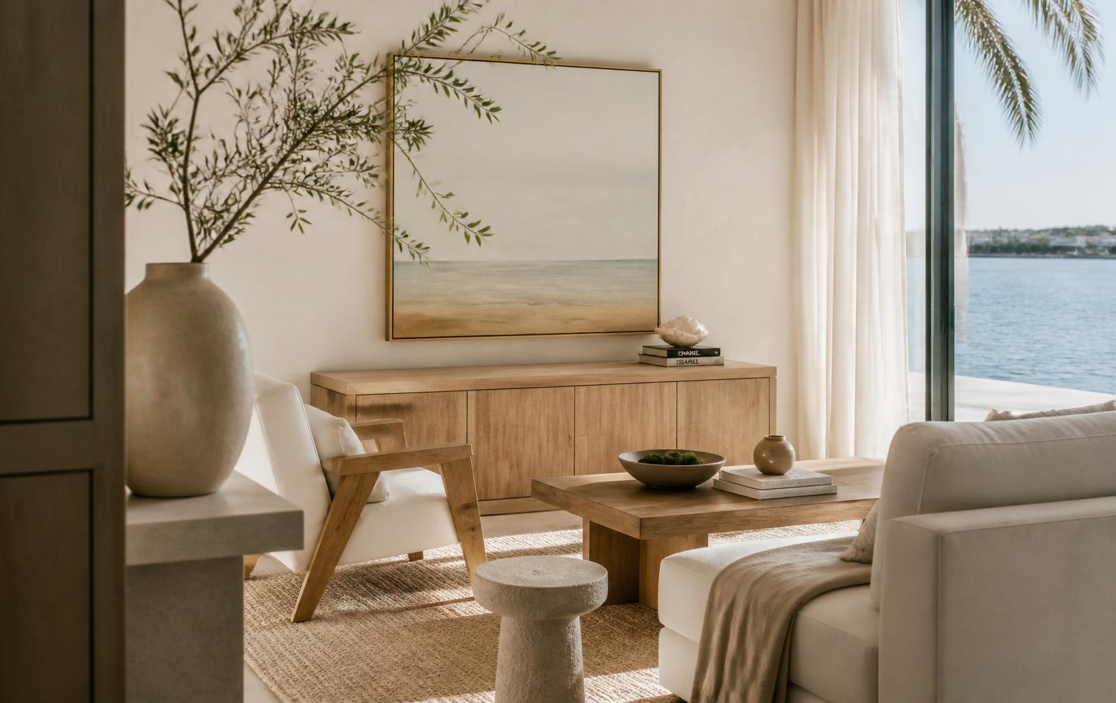 Styled living room in a luxury Naples vacation rental